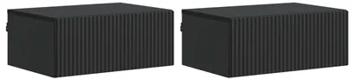 Produktbild von vidaXL Wandmontierter Nachttisch 2 pcs Schwarz 49 x 34,5 x 20 cm