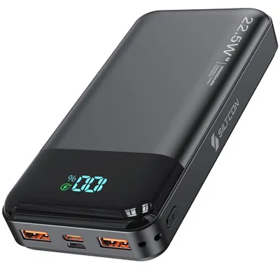 Produktbild von Siltcon® Powerbank 30000mAh – 22,5W Schnellladegerät – USB-C/USB-A – LED-Anzeige – iPhone/Android – Notfallset