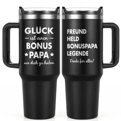 Produktbild von Thermobecher to go 40oz 1182ml Edelstahl doppelwandig isoliert mit Zubehör für Bonus Papa