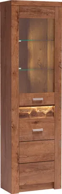 Produktbild von Eckvitrine modern in Esche hell mit LED Beleuchtung INGENIO-161