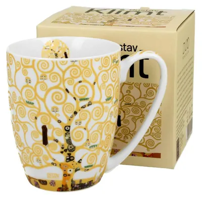 Zdjęcie produktu dla Porcelanowy kubek Klimt Ecru Tree Of Life 350 ml do Kawy Herbaty Napoi