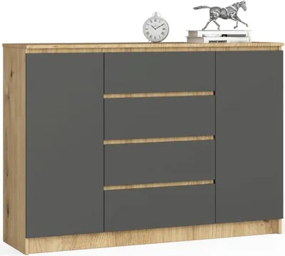 Produktbild von BDW, Kommode mit 4 Schubladen, 139x40x99 cm, K140, Artisan-eiche / Grau