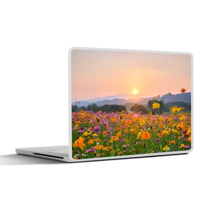 Produktbild von MuchoWow® Laptop Aufkleber Sticker Cover Blumen - Sonnenuntergang - Berg 40x30 cm - Laptop Dekoration - Selbstklebend