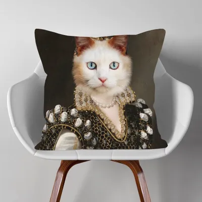 Produktbild von TIERISCH STYLISCHE KissenHülle "Princess Cat" 45x45 cm Leinen-Optik - eyecatcher als Zier-/Sofa-/Dekokissen