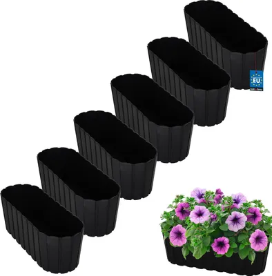 Immagine prodotto di KOTARBAU® 6 pz Fioriera da Esterno Vasi per Piante da Esterno Plastica 40 x 13 x 13 cm Antracite Vaso Fiori Fioriera Rettangolare da Esterno Rustico
