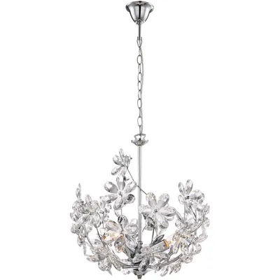 Produktbild von Globo Lighting Hängeleuchte Metall verchromt, Acrylkristalle klar, ø: 410mm, H: 1350mm, exkl. 3x E14 40W 230V
