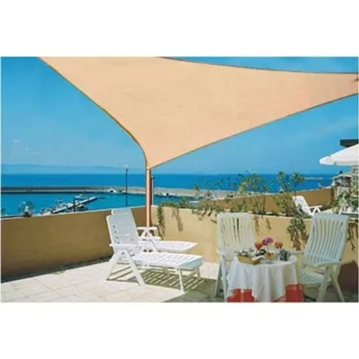 Image de Voile d'ombrage, tissu avec protection UV, beige ~ triangulaire, 5x5x5m