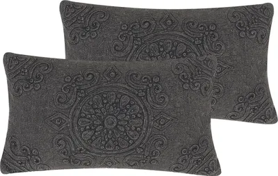 Zdjęcie produktu dla BELIANI 2 poduszki szare bawełniane żakardowe 30 x 50 cm boho vintage z wypełnieniem ozdobna akcesoria salon sypialnia
