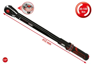 Produktbild von KS Tools 1/2 ERGOTORQUEprecision Ratschen-Drehmomentschlüssel, 20-100 Nm