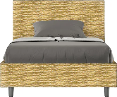 Produktbild von ITYHOME - Gepolstertes Bett mit Bettkasten 120x190 mit Stoffbezug Aragona 3 Gelb Adele