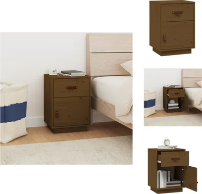 Produktbild von vidaXL Nachttisch Honigbraun 40x34x55 cm Massivholz Kiefer -  Nachttische
