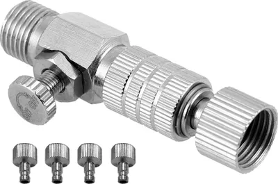 Image de Raccord rapide Airbrush avec régulateur de débit d'air - Kit de raccordement avec 4× adaptateurs 1/8 pouce - Accessoires professionnels pour compresseurs Airbrush