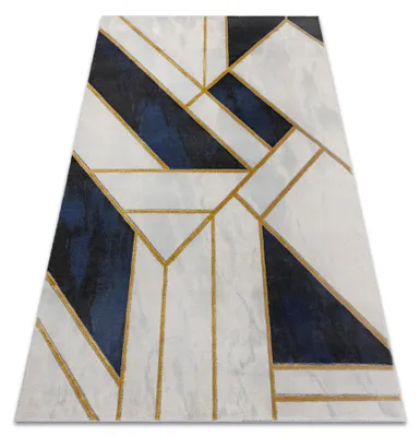 Produktbild von Exklusiv EMERALD Teppich 1015 glamour, stilvoll Marmor, geometrisch dunkelblau / gold Blau 140x190 cm