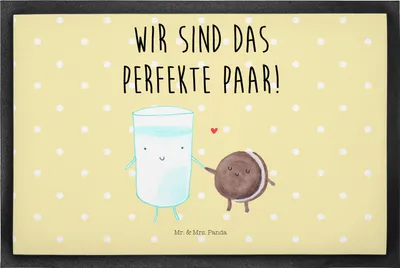 Produktbild von Mr. & Mrs. Panda Bodenvorleger Milch Keks 50 x 75 cm - Gelb Pastell - Geschenk, Einladung Frühstück, Kaffee, Cookie, fußmatte, Fussmatte, Schmutzfangmatte, Schmutzmatte
