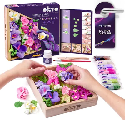 Obrázek produktu pro OKTO INSPIRATION Výtvarná modelovací sada DIY květiny s dřevěným rámem  21x21 cm