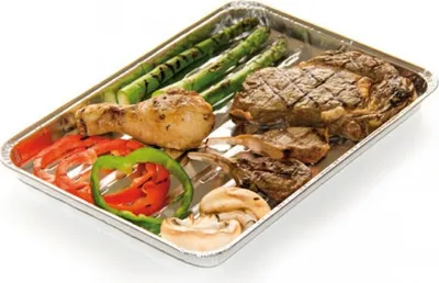 Zdjęcie produktu dla Aluminiowa taca do grillowania / patelnia do grillowania 5 sztuk kwadratowa 32x24cm