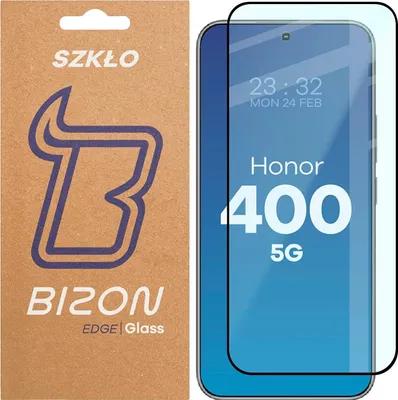 Produktbild von Gehärtetes Glas für Honor 400, Bizon Glass Edge 2, Schwarzer Rahmen
