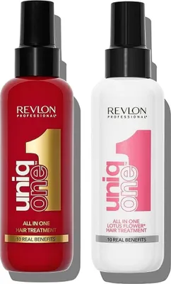 Produktbild von Revlon uniq one all in one 10 in 1 Hair Treatment Classic 150ml + Lotus 150ml Set
