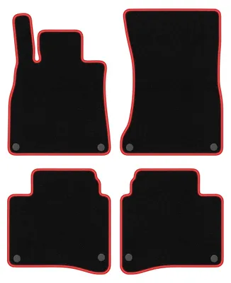 Image de Tapis de sol en moquette pour Mercedes S W222 2013- (berline longue) – jeu 4 pièces, noir/rouge, sur mesure – Wielganizator CARLUX