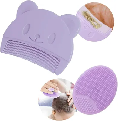 Produktbild von Baby Haarbürste und Badbürste Set 2 Stück, Weiche Massagebürste, BPA-frei, Lila, Für Neugeborene
