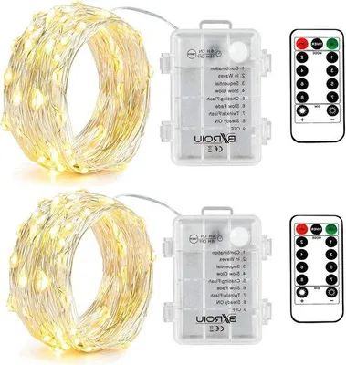 Produktbild von Buitenkerzen 50 LED lichtketting silberdraht batteriebetrieben 8 Programme warmweiß