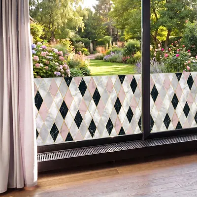 Immagine prodotto di Pellicola oscurante – Elegante motivo a rombi – Adesivo per finestre e porte della doccia – 40 x 100 cm