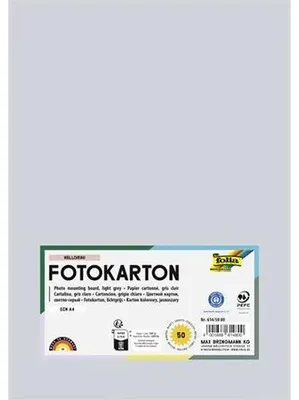 Dekoračný kartón, 2 stranný, A4, 300 g, 50 listov, FOLIA, svetlosivý