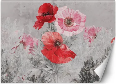 Produktbild von Vlies fototapete Rote Mohnblumen als Aquarell 350x245 cm Feeby Rot inkl. Kleber einfache Montage