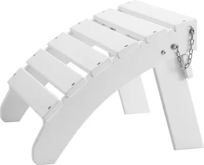 A white Adirondack ottoman is shown against a white background.