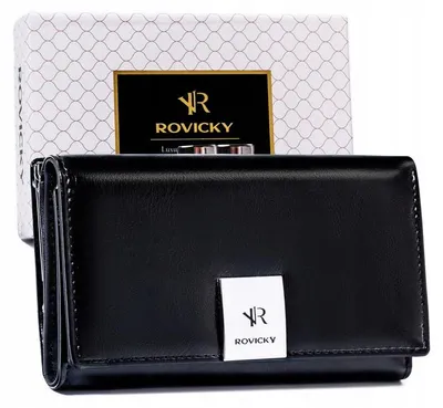 Obrázek produktu pro Rovicky dámská peněženka z přírodní a ekologické kůže černá RFID 14 cm