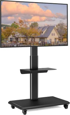 Immagine prodotto di Supporto TV girevole per televisori da 26 a 65 pollici - Regolabile in altezza e dotato di rotelle - Nero - Max. 35 kg - VESA 400