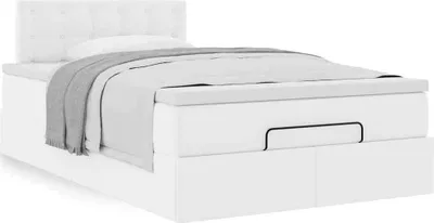 Image de Cadre de lit ottoman avec matelas blanc 120x200 cm similicuir