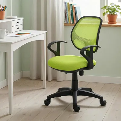 Produktbild von Schreibtischstuhl Kinder COOL, Grün - drehbarer Bürostuhl für Kinderzimmer höhenverstellbar mit Armlehnen und Wippmechanik inkl. atmungsaktivem Netzbezug [max. Belastbarkeit 100 kg]