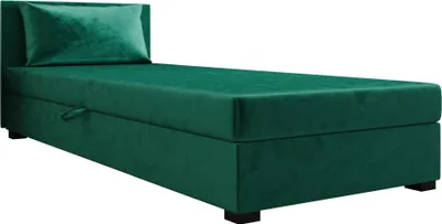 Produktbild von AURA SOFA Boxspringbett ILIA 120x195 Komplett-Set mit Bonell Matratze, Polsterbett mit Bettkästen - Grün, MONOLITH 37
