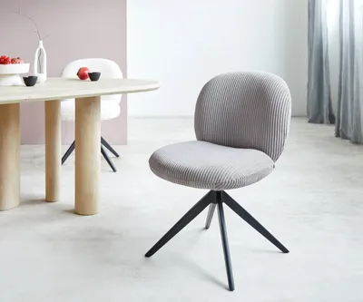Produktbild von DELIFE Drehstuhl Nube-Flex Cord Silbergrau Kreuzgestell breit Schwarz 360° drehbar Taschenfederkern