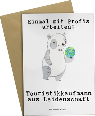 Produktbild von Mr. & Mrs. Panda Glückwunschkarte Touristikkaufmann Leidenschaft - Weiß - Geschenk, vatertagskarte, weihnachtskarten, Grußkarten, Grußkarte, einladungskarten