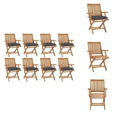 Produktbild von vidaXL Klappbare Gartenstühle mit Kissen 8 Stk. Massivholz Teak -  Gartenstühle