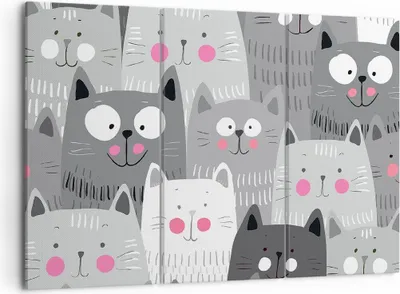 Produktbild von Bild auf Leinwand - Leinwandbild - Kittys Tiere Illustration - 105x70cm - Wand Bild - Wanddeko - Leinwanddruck - Bilder - Kunstdruck - Wanddekoration - Leinwand bilder - Wandkunst - CE105x70-2890