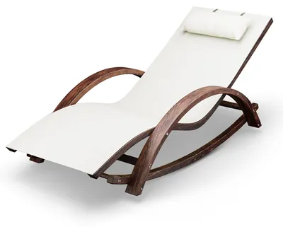 Produktbild von di volio Sonnenliege RODIE – ergonomische Liege aus Lärchenholz mit Kissen, wetterfester Liegestuhl für Garten und Terrasse (Beige)