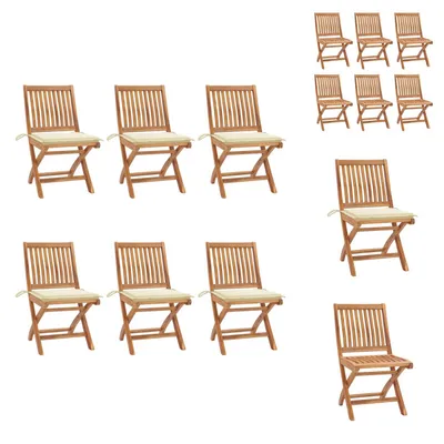 Immagine prodotto di vidaXL Sedie da giardino pieghevoli con cuscino 6 pz. Legno massiccio teak - sedie da giardino