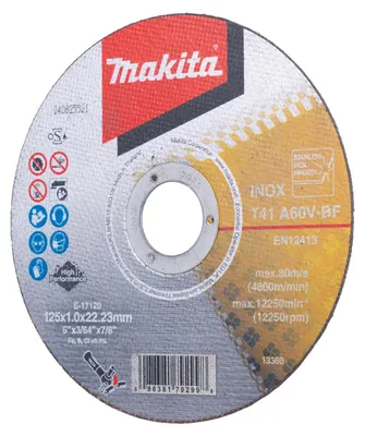 Image de Lot de 12 disques à tronçonner métal et inox MAKITA  E-17120-12   125x1MM
