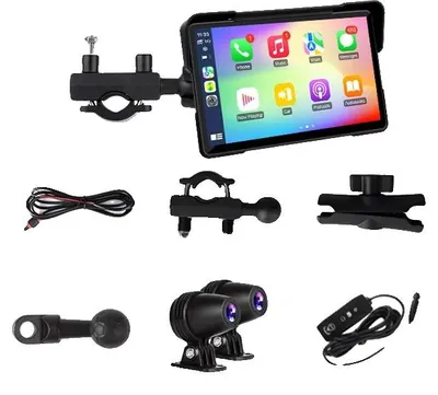 Obrázek produktu pro Bezdrátové Carplay, palubní kamera pro motocykl, přehrávání hudby přes Bluetooth, motocyklová DVR kamera 2K s GPS, bez omezení