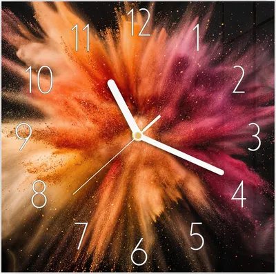 Produktbild von Wanduhr aus Glas mit Motiv Farbenexplosion- 30 x 30 cm - inkl. Aufhängesystem