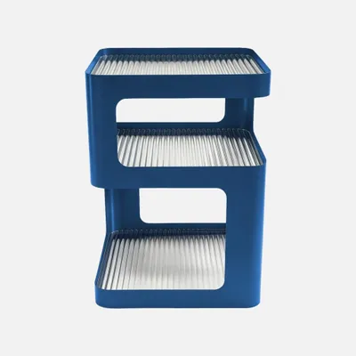 Produktbild von sweeek - Beistelltisch, Nachttisch aus Metall und geriffeltem Glas B 35 x H 50cm - Blau