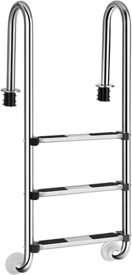 Produktbild von Edelstahl Poolleiter mit 3 Stufen, Einstiegsleiter für Schwimmbäder bis 150 kg, rutschfeste Einbauleiter, Maße 132 x 50 x 26 cm