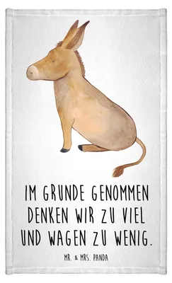 Produktbild von Mr. & Mrs. Panda Handtuch Esel - Weiß - Geschenk, Zuversicht, Mut, Weisheit, gäste wc, Positive Gedanken, Mini-Handtuch, Lustige Sprüche, Kleines, Frotteetuch, Klein