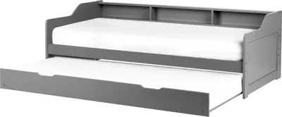 Zdjęcie produktu dla BELIANI Łóżko wysuwane szare drewniane sosnowe pojedyncze 90 x 200 cm wysuwany drugi stelaż