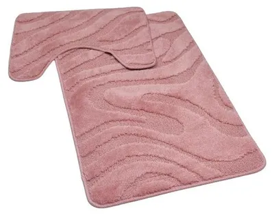 Zdjęcie produktu dla Zestaw 2 mat łazienkowych z wycięciem na toaletę, Venus 50x80 + 40x50, kolor pudrowy róż