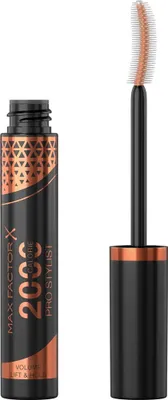A product shot of a mascara tube and its wand, isolated on a white background.