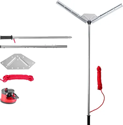 Zdjęcie produktu dla Grabie do oczek wodnych SucceBuy o szerokości cięcia 939 mm, ze stalowymi ostrzami i nylonową liną o długości 9 m, odpowiednie do usuwania roślin wodnych, takich jak sitowie, trzciny i liście lilii wodnych